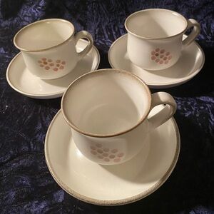 Set of 3 Denby England Gypsy Cups and Saucers